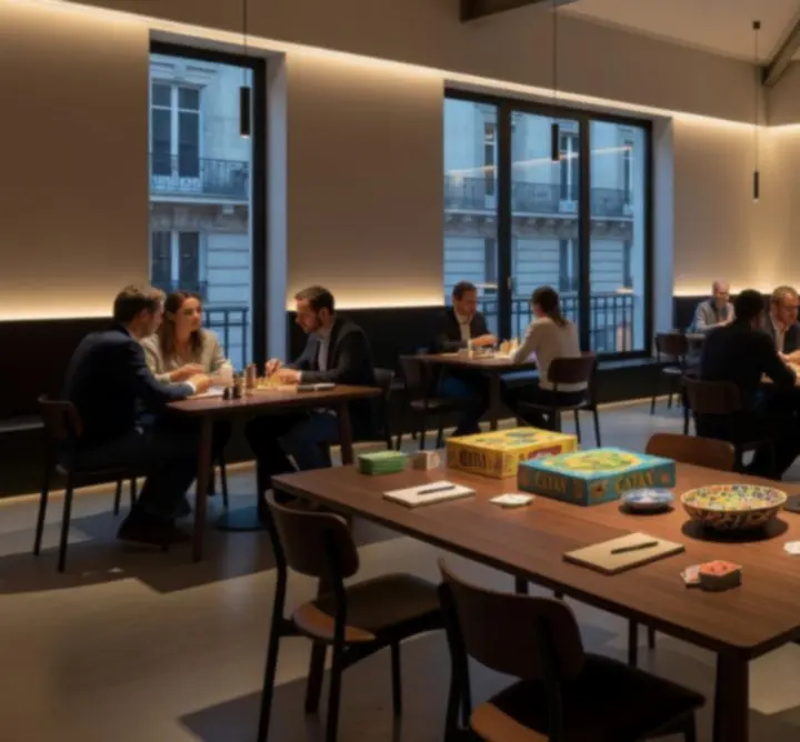 Vue d'un espace intérieur moderne aménagé pour des jeux et événements