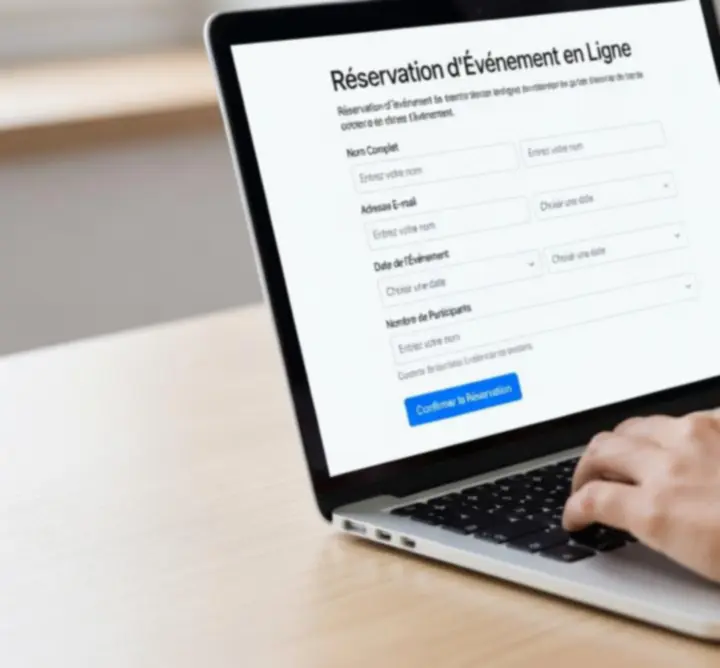 Interface de réservation en ligne pour un événement