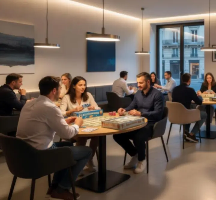 Intérieur moderne d'un espace de jeux de société et d'activités interactives